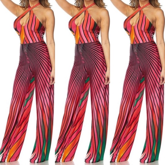 LAST ONE! PRICE FIRM Fuchsia halter jumpsuit. - Picture 2 of 4